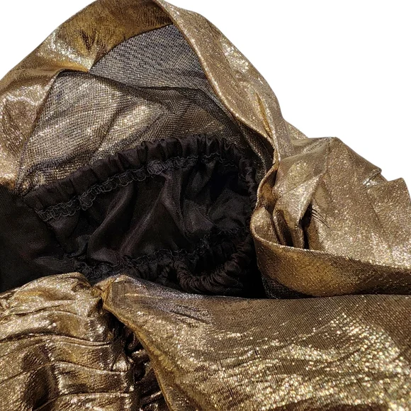 Vintage Dress Gold Puff Sleeves +  Sequins - curated by Rory Castillo - Picture 9 of 13